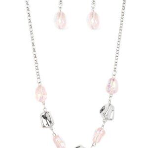 Inspirational Iridescence - Pink Necklace and Earrings Set
